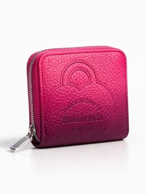Tiffany & Co. Ombre Pink Leather Zip Wallet – NEW w/ Tags, Dust Bag & Card